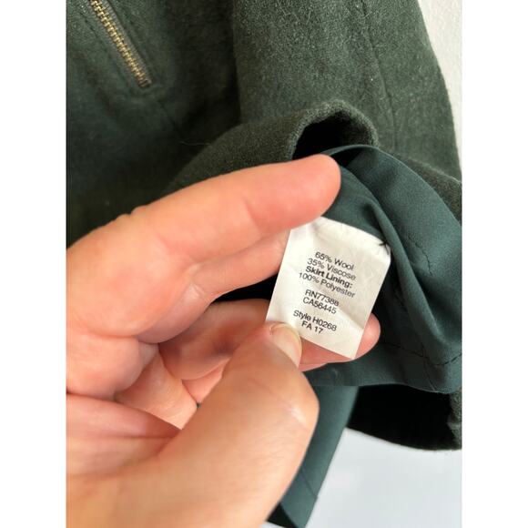 Madewell Uptown Mini Skirt Womens sz 2 Wool Blend Zippers Forest / Army Green - Picture 3 of 4